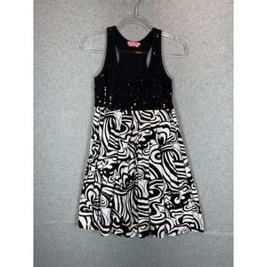 Joyous & Free Dress Womens Small Sequin Sleeveless Abstract Print Party Cocktail